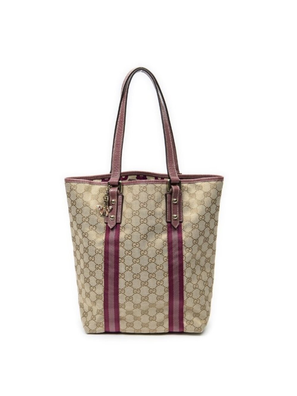 Gucci Web Vertical Jolique Tote Pink Beige GG Canvas